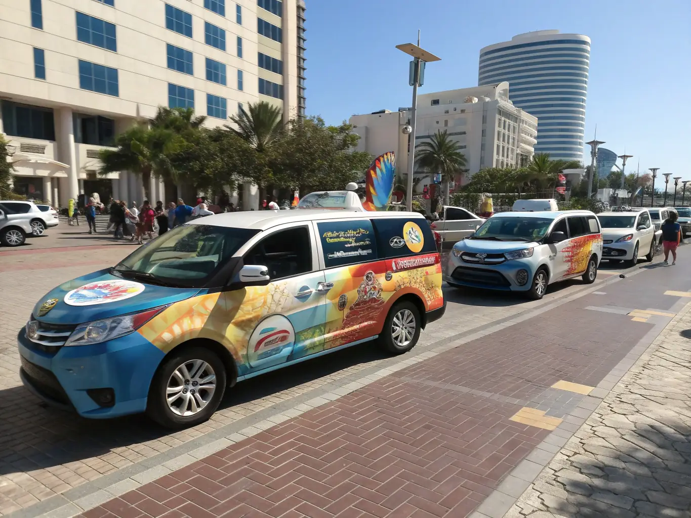 A successful advertising campaign visual with vehicles prominently displayed, showcasing increased brand visibility and customer engagement, representing Sandstorm Import's effective advertising solutions.